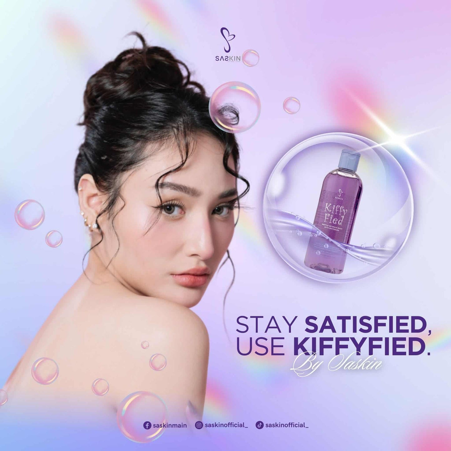 Original SASKIN Kiffy Fied Gentle Intimate Wash with Whitening | Kiffyfied Feminine Wash 150ml